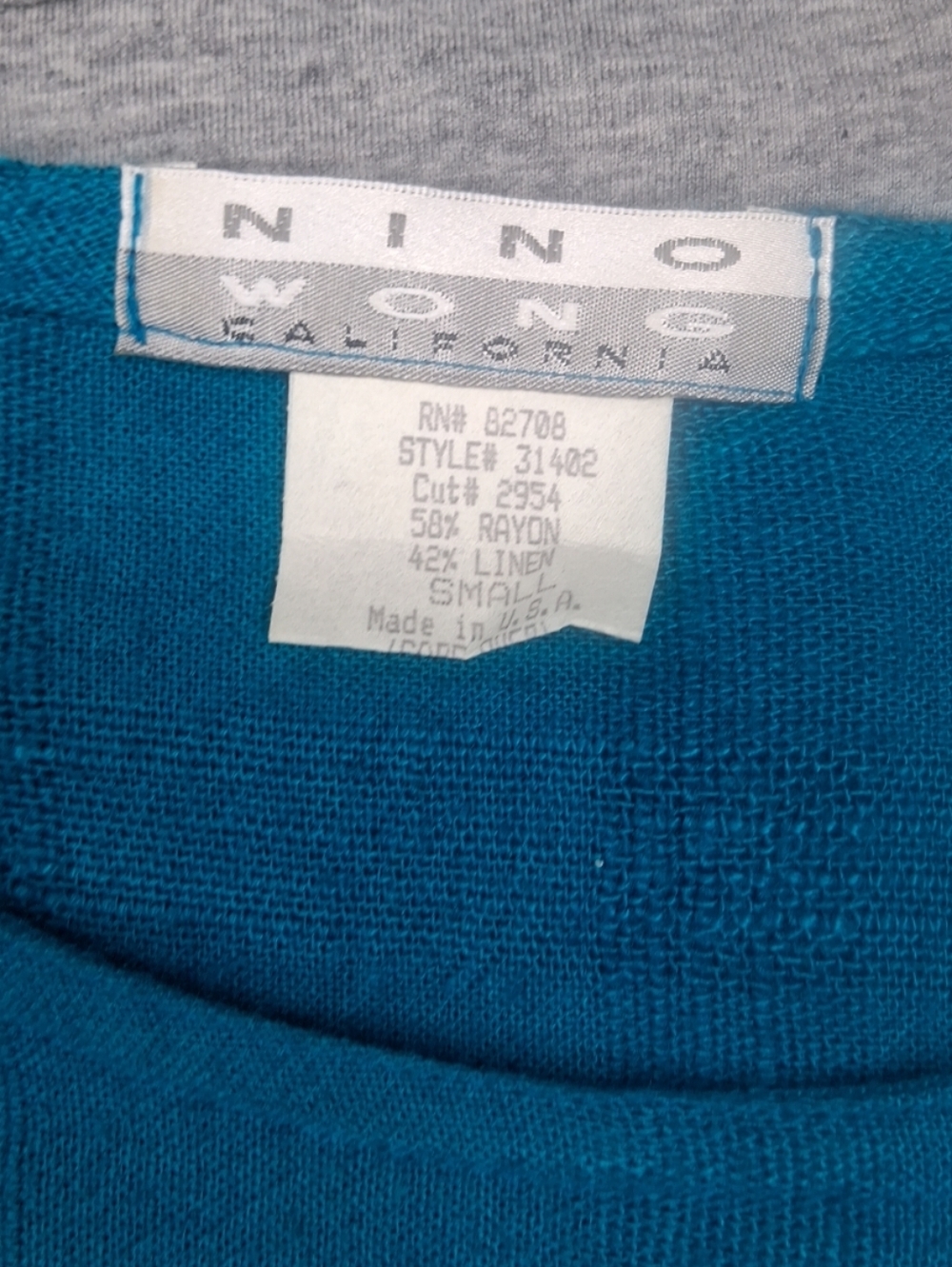 Vintage Nino Wong California Blouse Turquoise Blue Embroidered Detailed Size S - Picture 3 of 13